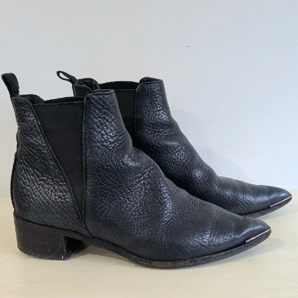 Acne Studios Black Pebbled Leather Ankle Boots Size 37EU - Picture 1 of 12